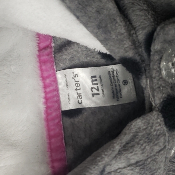 5/$30 CARTER'S Fleece Polka Dot Hooded Peplum Jacket - Picture 4 of 6